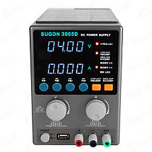 Блок живлення SUGON 3005D 30V 5A, трансформаторний, цифрова індикація (V/A), USB, 4 канали пам'яті