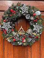 Великий Різдвяний вінок 40 см, новорічний декор, Новорічні декоративні вінки, фото 8