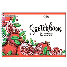 Скетчбук для маркерів А4 (21х29,7 см) 250 г/м2. 25 аркушів «Гранат» на спіралі