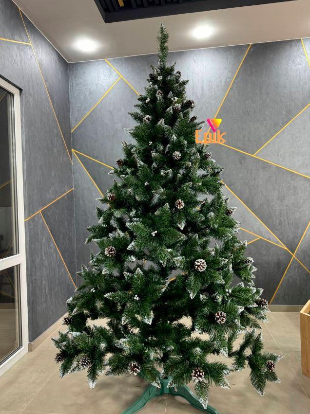 Срібляста ялинка ПВХ з шишками 1,5 м, фото 1
