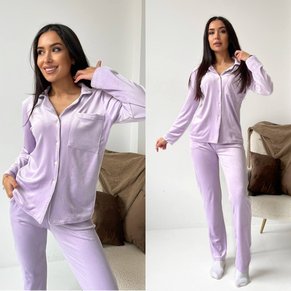 Жіноча велюрова піжама Розміри: 42-44, 46-48, фото 1