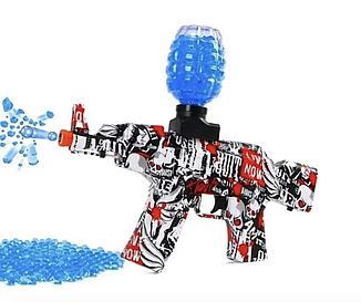 Дитячий Гель Бластер АК-47 міні, акумуляторний, стріляє кульками Орбіз + 5 000 Орбіз, Червоний граффіті