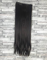 Волосся на шпильках темне каштанове No4 80 см Треси рівні прямі термостійкі потиличне пасмо на кліпсах