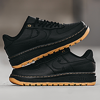 Кроссовки мужские и женские Nike Air Force 1 Lux Black Gum / кеды Найк аир Форс 1 черные низкие