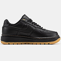 Кроссовки мужские и женские Nike Air Force 1 Lux Black Gum / кеды Найк аир Форс 1 черные низкие