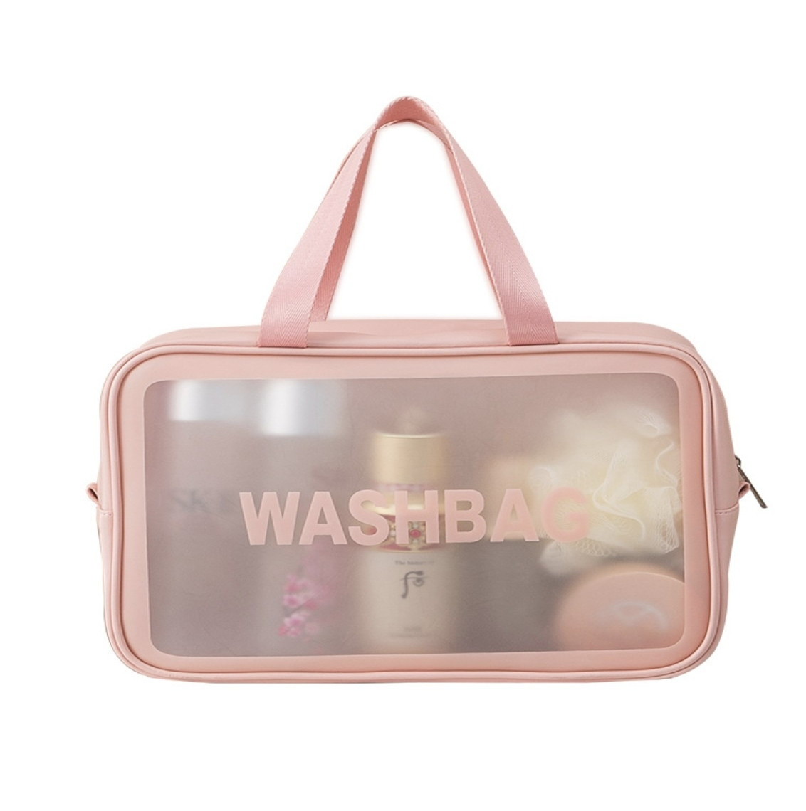 Жіноча косметичка WASHBAG органайзер з двома ручками середня рожева