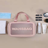 Жіноча косметичка WASHBAG органайзер з двома ручками середня рожева, фото 5
