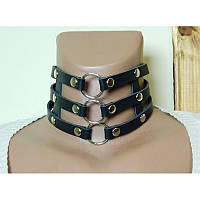 Чокер с кольцами из ремешков из натуральной кожи черного цвета Scappa Кайф