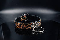 Чокер с леопардовым принтом и натуральной кожи черного цвета Scappa Кайф