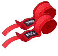 Бинти для боксу PowerPlay 3047 Червоні Lycra (спандекс) (4м)