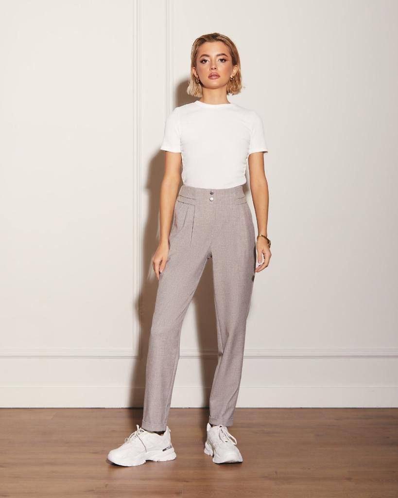 Брюки жіночі класичні стрейч на резинці 44 беж, фото 1