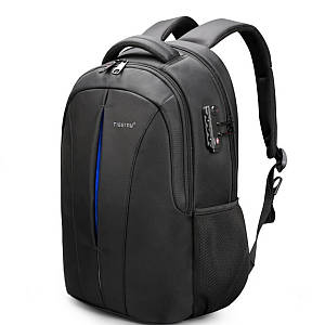 Рюкзак міський Tigernu T-B3105A для ноутбука 15.6" з USB об'єм 18л. (із вбудованим замком) Чорний з синім