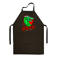 Фартук черный кухонный с новогодним принтом "Year of the  Dragon 2024. Дракон 2024"