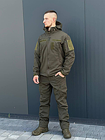 Чоловічий тактичний костюм олива демісезонний теплий на флісі, тактична форма ню софтшел для військових зсівок