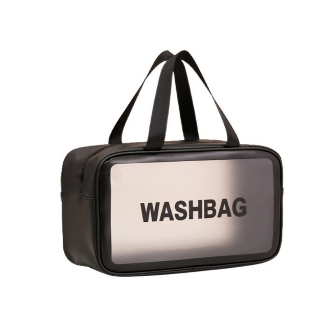 Жіноча косметичка WASHBAG органайзер з двома ручками середня чорна