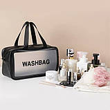 Жіноча косметичка WASHBAG органайзер з двома ручками середня чорна, фото 7