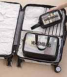 Жіноча косметичка WASHBAG органайзер з двома ручками велика чорна, фото 9