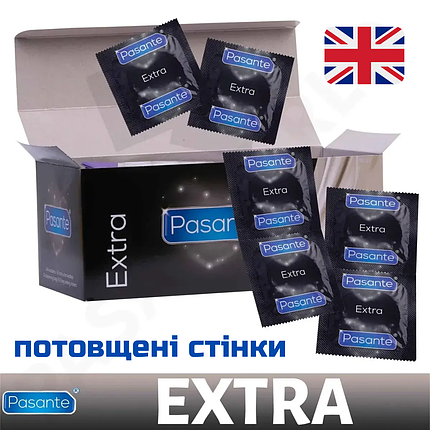 Презервативи Pasante Extra Safe 6 штук екстра товсті презервативи для анального сексу, фото 2