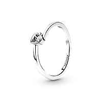 Серебряное кольцо Pandora Прозрачное ассиметричное сердце 50 р 16 мм