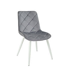 Стілець Mike м'який сірий оксамит PH — 601 WT на металевих білих ногах