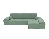 Кутовий Розкладний Диван Правий кут Денвер 2 Розмір 285 х 195 см / Диван-ліжко сіро-зелений