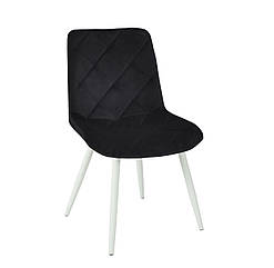 Стілець Mike м'який чорний оксамит PH — 606 WT на металевих білих ногах