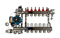 Коллектор для теплого пола в сборе с насосом на 6 контуров EP (Чехия) нержавейка
