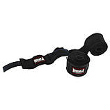 Бинти для боксу PowerPlay 3047 Чорні Lycra (спандекс) (4,5м), фото 2