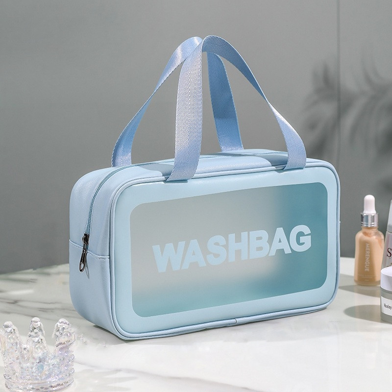Жіноча косметичка WASHBAG органайзер з двома ручками середня блакитна
