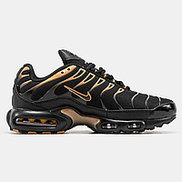 Кроссовки мужские Nike air max TN plus black gold / Найк аир макс ТН плюс черные