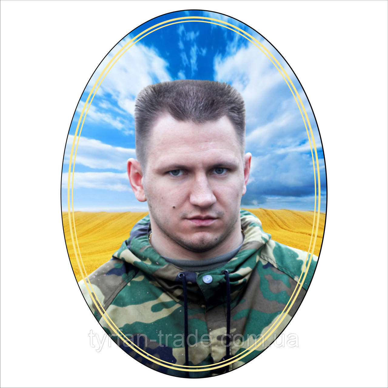 Металева табличка на цвинтар для військового з фотографією