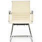 Офісний стілець з підлокітниками Prestige Skid з екошкіри кремового кольору на хромованих полозах, фото 4
