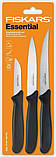 Набор ножей Fiskars Essential, 3 предмета, рукоять черная полипропилен (1023785), фото 3