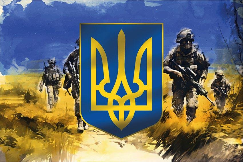 Прапор ЗСУ з гербом України синьо-жовтий