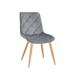 Стілець Mike м'який сірий оксамит PH — 601 WD на металевих пофарбованих під дерево ніг