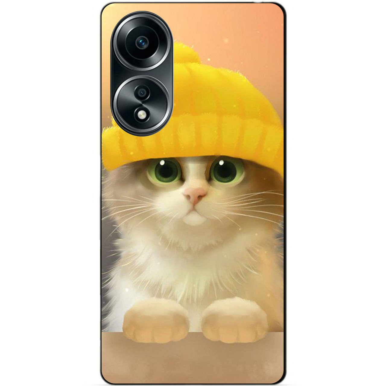 Силіконовий бампер чохол для Oppo A58 з малюнком Котик у шапці