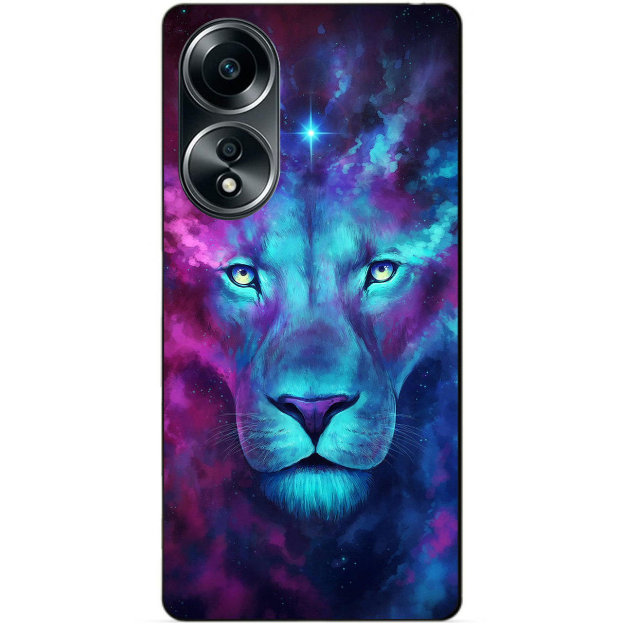 Силіконовий бампер чохол для Oppo A58 з малюнком Космічний Лев Галактика