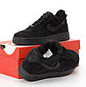 Чоловічі зимові кросівки Nike Air Force 1 Low Black з хутром взуття Найк Форс чорні замшеві теплі, фото 8