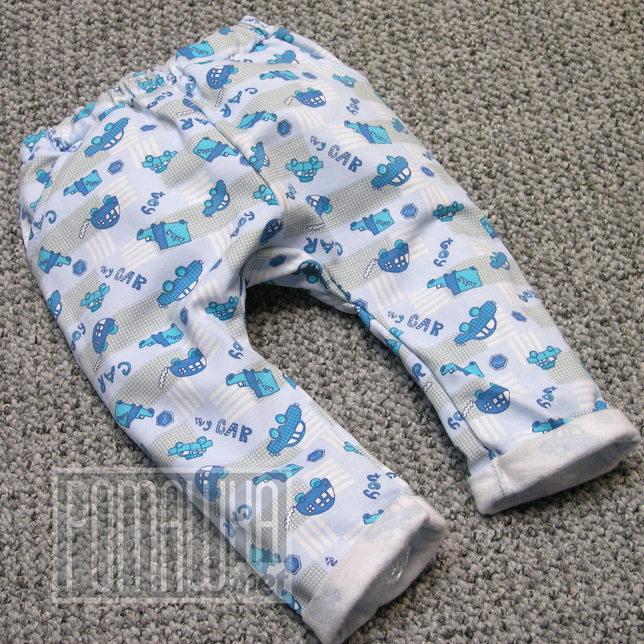 Теплі штани р 86 9-12 міс зимові дитячі штанці для новонароджених малюків хлопчика ФУТЕР 6000 Блакитний