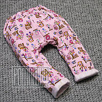 Тёплые штаны р 68 4-6 мес зимние детские штанишки для новорожденных малышей девочки ФУТЕР 6000 Розовый