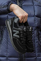Зимові Кросівки New Balance 574 Winter Suede Total Black / Нью Белaнс 574 Суейд Тотал Чорні (Хутро), фото 5