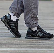 Зимові Кросівки New Balance 574 Winter Suede Total Black / Нью Белaнс 574 Суейд Тотал Чорні (Хутро), фото 6
