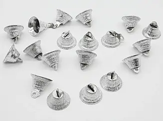 Металеві дзвіночок для прикрашання одягу та сувенірів розміром 22 мм срібло з блискітками