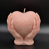 Свічка у формі серця ніжно-рожевого кольору, фото 2