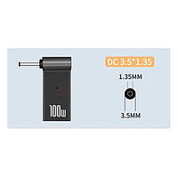 Адаптер питания, переходник для ноутбука и техники 100w Type C - DC 3.5x1.35