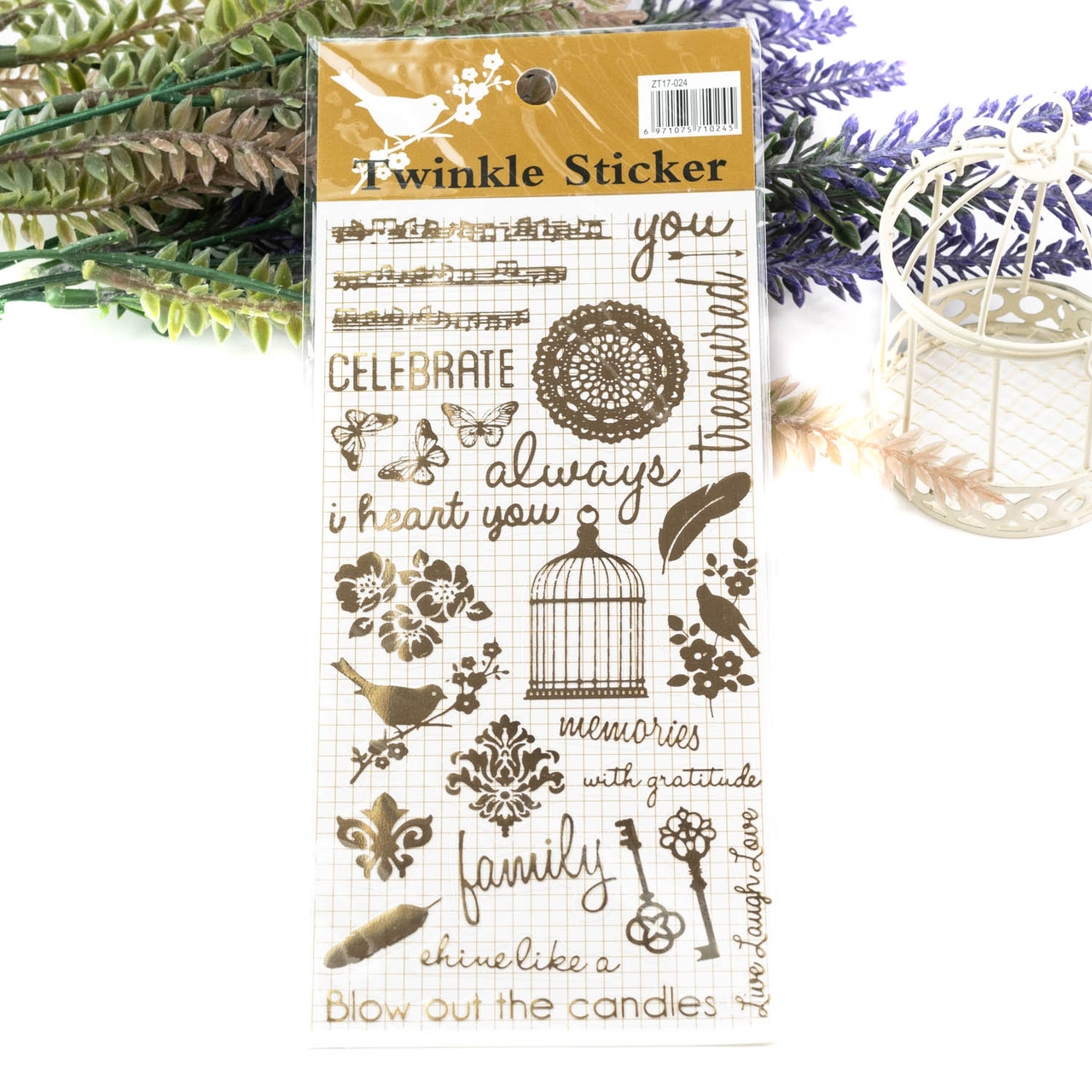 Наклейки "Twinkle" золото 1 лист 28 наклейок NKL011, фото 1