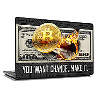 Наклейка на ноутбук - You want change Bitcoin