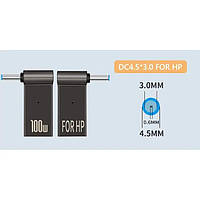 Адаптер питания, переходник для ноутбука и техники 100w Type C - DC 4.5x3.0 HP