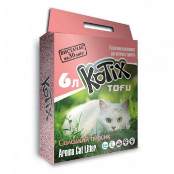 Соєвий наповнювач для котячого туалету, з ароматом персика Kotix Tofu 6 л