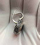 Масивні срібні сережки зелений камінь, фото 3